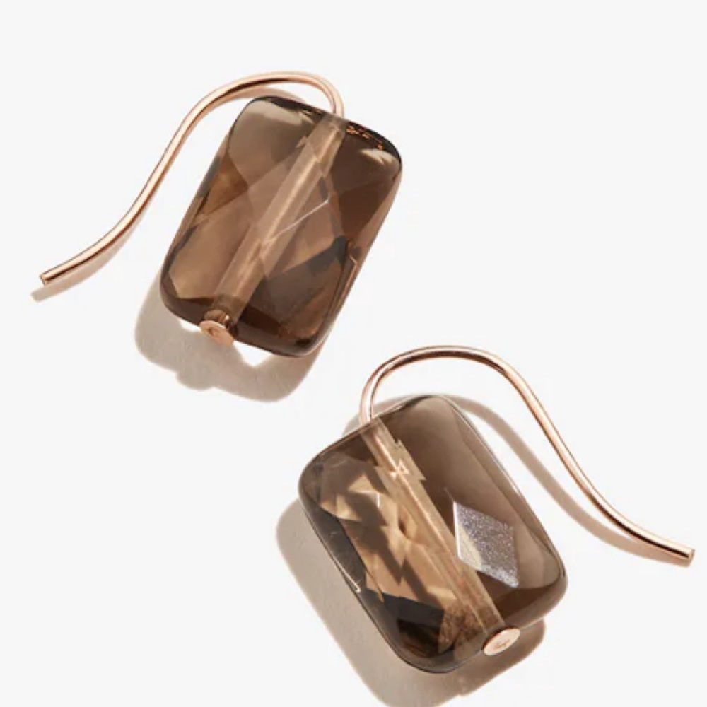 Alex and Ani Smoky Quartz Gemstone Earrings